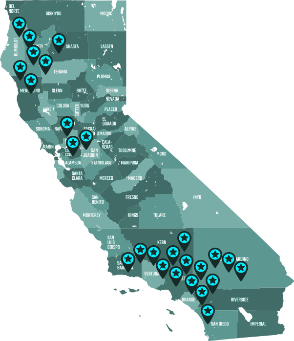 California-Map with Stars